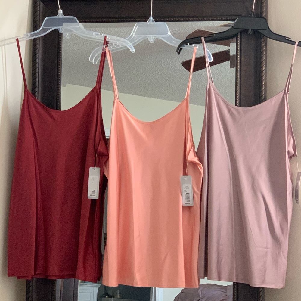 Modern movement soft satin seamless camisole trio
